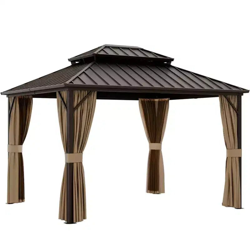 Gazebo double toit rigide en aluminium