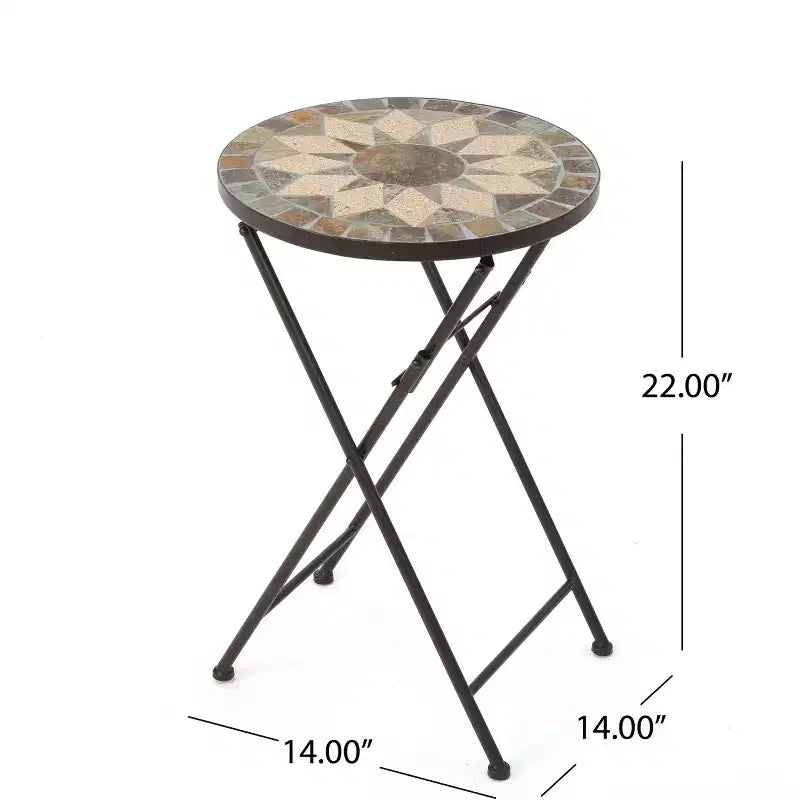 Table d'appoint pliante en mosaïque de pierre pour l'extérieur