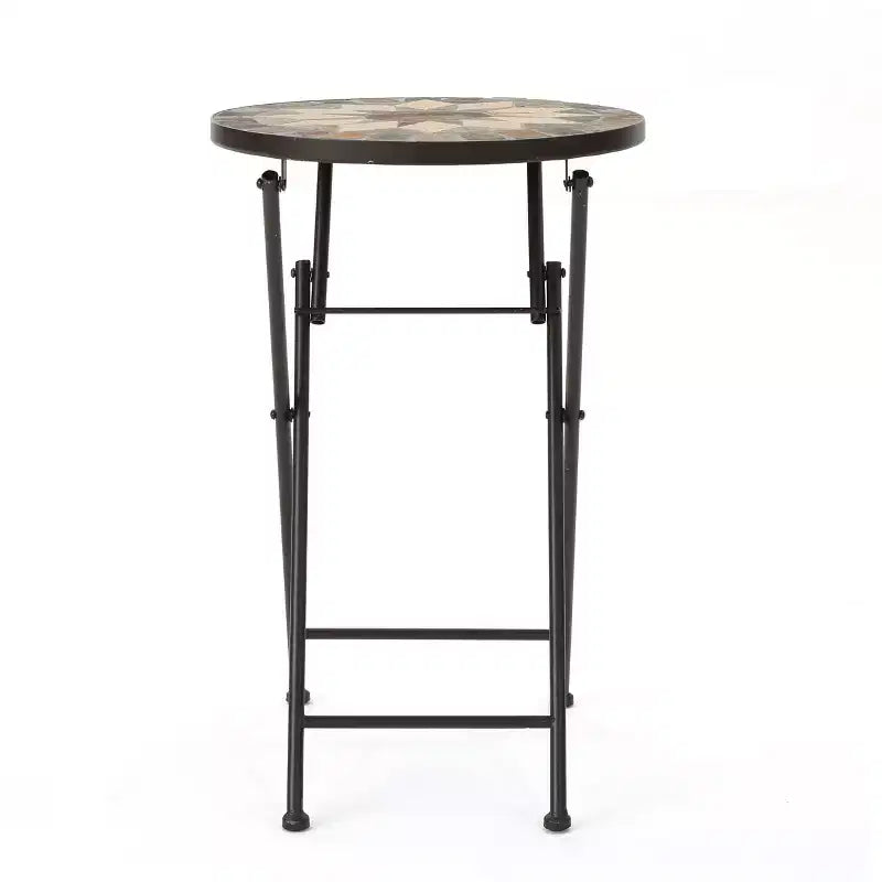 Table d'appoint pliante en mosaïque de pierre pour l'extérieur