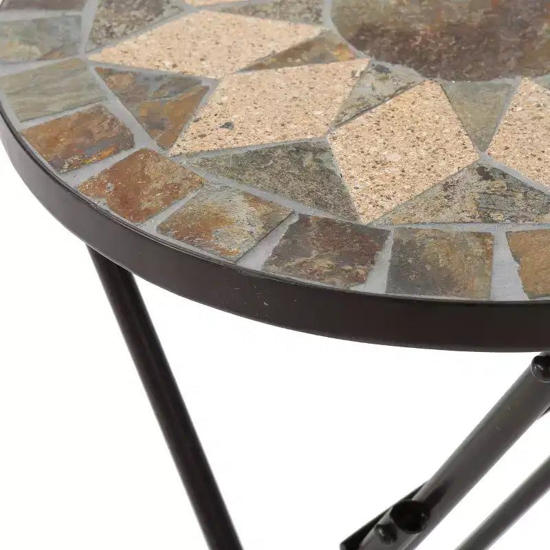 Table d'appoint pliante en mosaïque de pierre pour l'extérieur