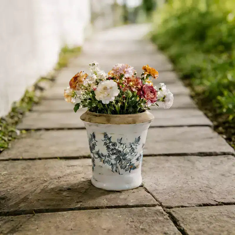 Ensemble de jardinières en céramique à motifs floraux