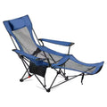 VEVOR Reclining Camping Chair, 4 Adjustable Positions, Portable Folding Lounger for Adults, Mesh Beach Chair with Headrest & Foot Rest, Blue