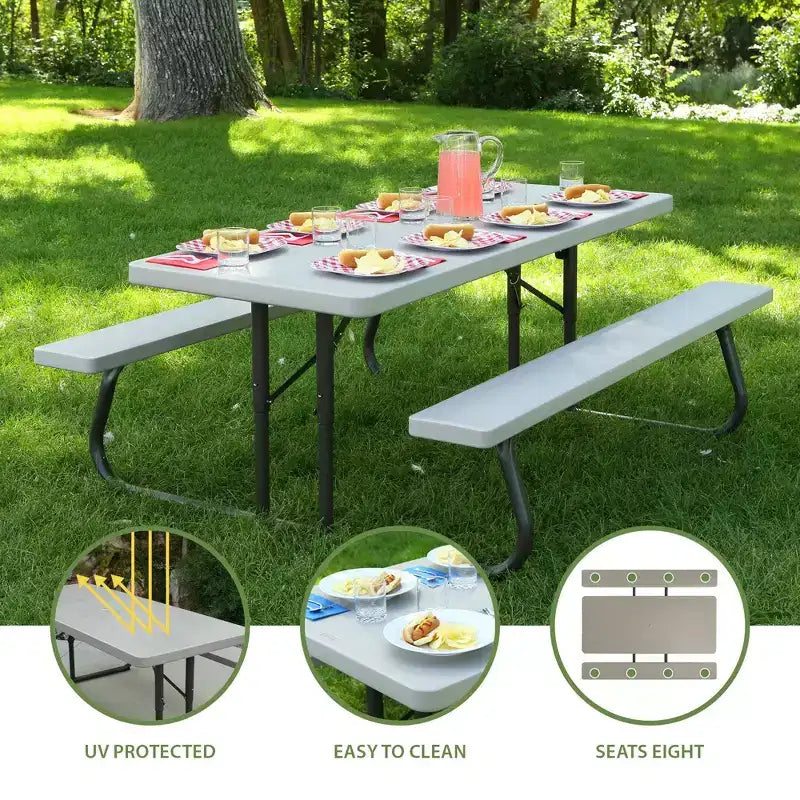 Table de pique-nique pliante avec pieds