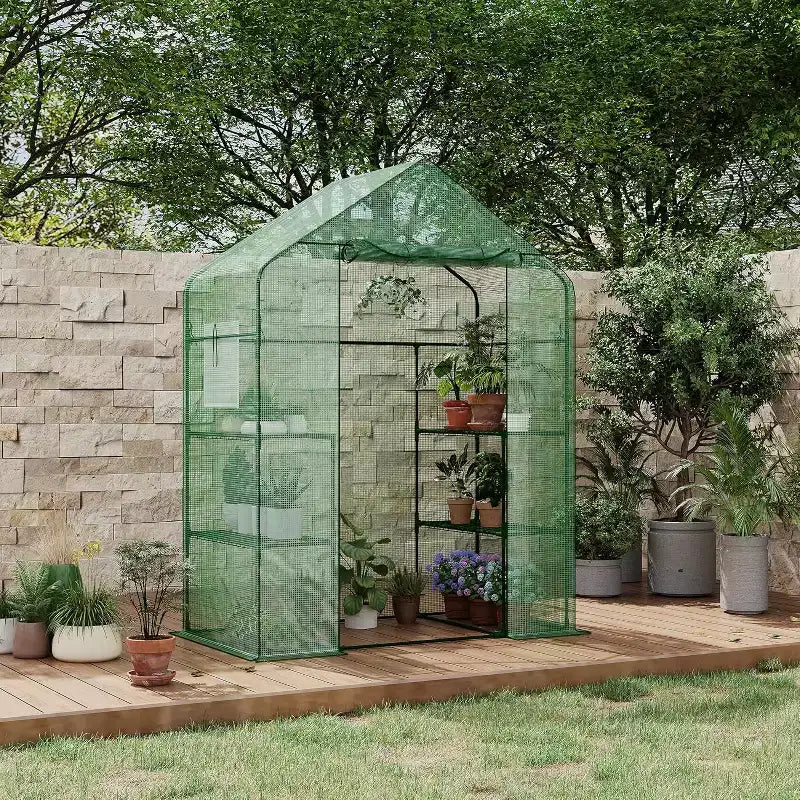 DobleePy Outdoor Greenhouse, PE Cover, 3 Tiers 12 Shelves Portable Walk-in Garden House for Indoor Backyard Outside