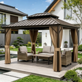 Gazebo double toit rigide en aluminium
